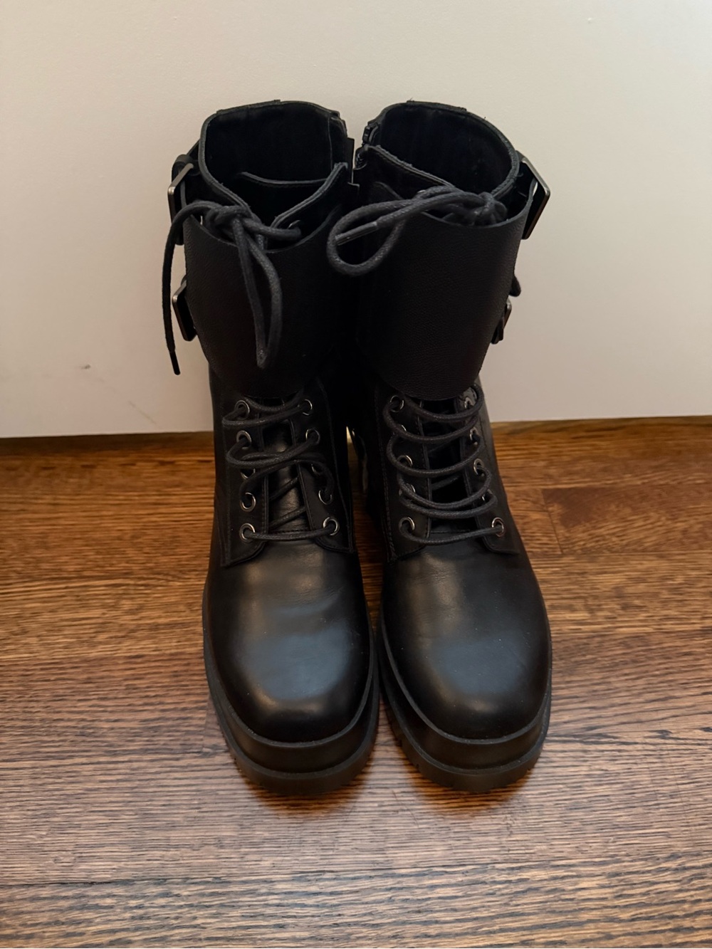 Clergerie Black Platform Combat Boots US 7 or EU 37.5